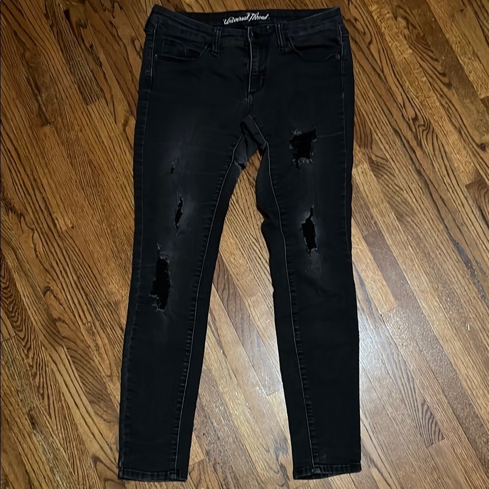 Universal Thread Black Skinny Jeans Distressed Design